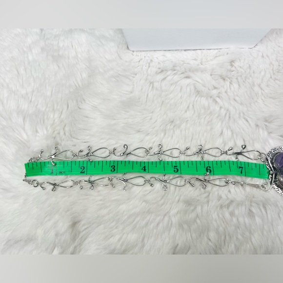 Chevron Amethyst 925 💜 Heart Gemstone Necklace - Picture 5 of 6